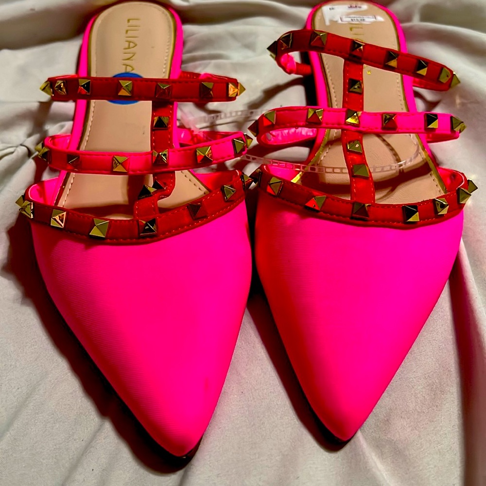 New neon pink flats